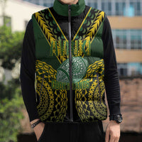 Custom Avaiki Cook Islands Rugby Sleeveless Puffer Jacket Kuki Airani Tatau Black LT14 - Polynesian Pride