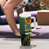Custom Avaiki Cook Islands Rugby Tumbler With Handle Kuki Airani Tatau Black LT14 - Polynesian Pride