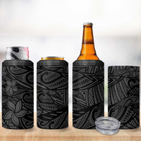 Polynesia 4 in 1 Can Cooler Tumbler Polynesian Pattern Mix Plumeria Black