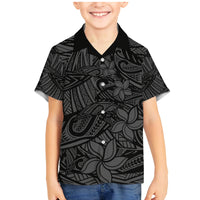 Polynesia Family Matching Mermaid Dress and Hawaiian Shirt Polynesian Pattern Mix Plumeria Black LT14 Son's Shirt Black - Polynesian Pride