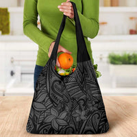 Polynesia Grocery Bag Polynesian Pattern Mix Plumeria Black