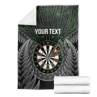 Personalised New Zealand Darts Blanket Dartboard Maori Fern Puhoro Art