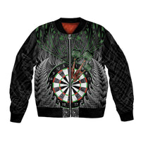 Personalised New Zealand Darts Bomber Jacket Dartboard Maori Fern Puhoro Art