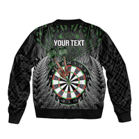 Personalised New Zealand Darts Bomber Jacket Dartboard Maori Fern Puhoro Art
