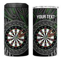 Personalised New Zealand Darts 4 in 1 Can Cooler Tumbler Dartboard Maori Fern Puhoro Art