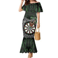 Personalised New Zealand Darts Family Matching Mermaid Dress and Hawaiian Shirt Dartboard Maori Fern Puhoro Art