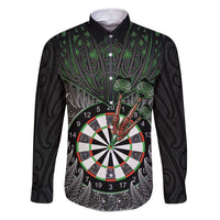 Personalised New Zealand Darts Family Matching Puletasi and Hawaiian Shirt Dartboard Maori Fern Puhoro Art