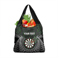 Personalised New Zealand Darts Grocery Bag Dartboard Maori Fern Puhoro Art