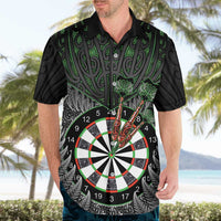 Personalised New Zealand Darts Hawaiian Shirt Dartboard Maori Fern Puhoro Art
