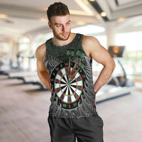 Personalised New Zealand Darts Men Tank Top Dartboard Maori Fern Puhoro Art