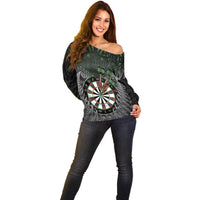 Personalised New Zealand Darts Off Shoulder Sweater Dartboard Maori Fern Puhoro Art