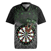 Personalised New Zealand Darts Rugby Jersey Dartboard Maori Fern Puhoro Art