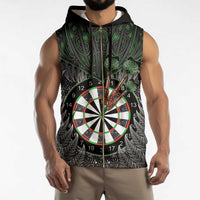 Personalised New Zealand Darts Sleeveless Zip Hoodie Dartboard Maori Fern Puhoro Art - Polynesian Pride