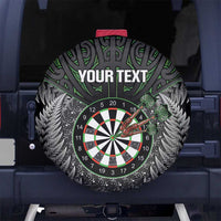 Personalised New Zealand Darts Spare Tire Cover Dartboard Maori Fern Puhoro Art