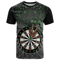 Personalised New Zealand Darts T Shirt Dartboard Maori Fern Puhoro Art