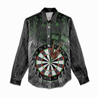 Personalised New Zealand Darts Women Casual Shirt Dartboard Maori Fern Puhoro Art