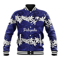 Personalised Cook Islands Pukapuka Baseball Jacket Tiare Maori Polynesian Waves Tattoo