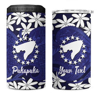 Personalised Cook Islands Pukapuka 4 in 1 Can Cooler Tumbler Tiare Maori Polynesian Waves Tattoo