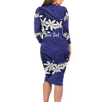 Personalised Cook Islands Pukapuka Family Matching Long Sleeve Bodycon Dress and Hawaiian Shirt Tiare Maori Polynesian Waves Tattoo