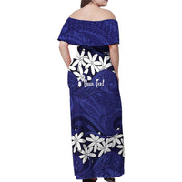 Personalised Cook Islands Pukapuka Family Matching Off Shoulder Maxi Dress and Hawaiian Shirt Tiare Maori Polynesian Waves Tattoo