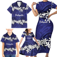 Personalised Cook Islands Pukapuka Family Matching Short Sleeve Bodycon Dress and Hawaiian Shirt Tiare Maori Polynesian Waves Tattoo