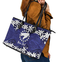 Personalised Cook Islands Pukapuka Leather Tote Bag Tiare Maori Polynesian Waves Tattoo