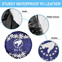 Personalised Cook Islands Pukapuka Spare Tire Cover Tiare Maori Polynesian Waves Tattoo