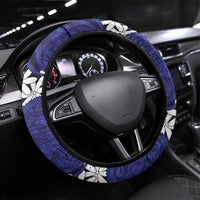 Cook Islands Pukapuka Steering Wheel Cover Tiare Maori Polynesian Waves Tattoo LT14 Universal Fit Blue - Polynesian Pride
