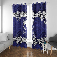 Personalised Cook Islands Pukapuka Window Curtain Tiare Maori Polynesian Waves Tattoo LT14 With Grommets Blue - Polynesian Pride