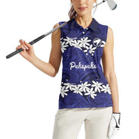 Personalised Cook Islands Pukapuka Women Sleeveless Polo Shirt Tiare Maori Polynesian Waves Tattoo