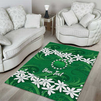 Personalised Cook Islands Rarotonga Area Rug Tiare Maori Polynesian Waves Tattoo