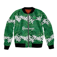 Personalised Cook Islands Rarotonga Bomber Jacket Tiare Maori Polynesian Waves Tattoo