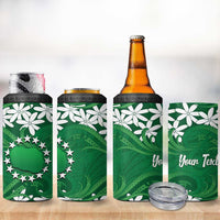 Personalised Cook Islands Rarotonga 4 in 1 Can Cooler Tumbler Tiare Maori Polynesian Waves Tattoo