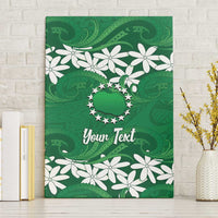 Personalised Cook Islands Rarotonga Canvas Wall Art Tiare Maori Polynesian Waves Tattoo LT14 Without Frame Green - Polynesian Pride