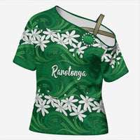Personalised Cook Islands Rarotonga Cross Shoulder Shirt Tiare Maori Polynesian Waves Tattoo