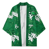 Personalised Cook Islands Rarotonga Kimono Tiare Maori Polynesian Waves Tattoo LT14 Unisex Green - Polynesian Pride