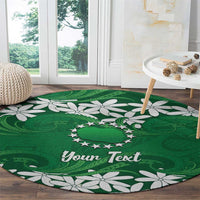 Personalised Cook Islands Rarotonga Round Carpet Tiare Maori Polynesian Waves Tattoo
