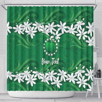 Personalised Cook Islands Rarotonga Shower Curtain Tiare Maori Polynesian Waves Tattoo