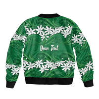 Personalised Cook Islands Rarotonga Sleeve Zip Bomber Jacket Tiare Maori Polynesian Waves Tattoo LT14 - Polynesian Pride