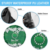 Personalised Cook Islands Rarotonga Spare Tire Cover Tiare Maori Polynesian Waves Tattoo