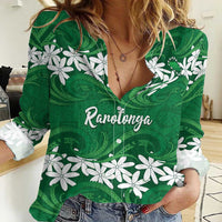 Personalised Cook Islands Rarotonga Women Casual Shirt Tiare Maori Polynesian Waves Tattoo