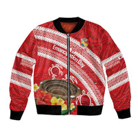 Kingdom Of Tonga Emancipation Day Bomber Jacket Tongan Ngatu With Kumete Red