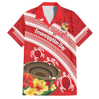 Kingdom Of Tonga Emancipation Day Family Matching Long Sleeve Bodycon Dress and Hawaiian Shirt Tongan Ngatu With Kumete Red LT14 Dad's Shirt - Short Sleeve Red - Polynesian Pride