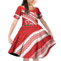 Kingdom Of Tonga Emancipation Day Family Matching Off Shoulder Short Dress and Hawaiian Shirt Tongan Ngatu With Kumete Red