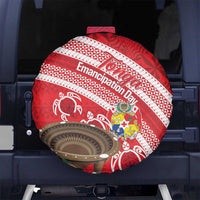 Kingdom Of Tonga Emancipation Day Spare Tire Cover Tongan Ngatu With Kumete Red LT14 No hole Red - Polynesian Pride