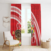 Kingdom Of Tonga Emancipation Day Window Curtain Tongan Ngatu With Kumete Red
