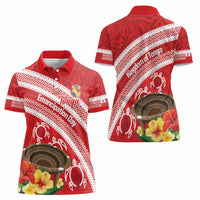 Kingdom Of Tonga Emancipation Day Women Polo Shirt Tongan Ngatu With Kumete Red
