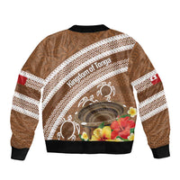 Kingdom Of Tonga Emancipation Day Bomber Jacket Tongan Ngatu With Kumete Brown