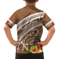 Kingdom Of Tonga Emancipation Day Family Matching Tank Maxi Dress and Hawaiian Shirt Tongan Ngatu With Kumete Brown