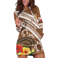 Kingdom Of Tonga Emancipation Day Hoodie Dress Tongan Ngatu With Kumete Brown